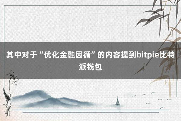 其中对于“优化金融因循”的内容提到bitpie比特派钱包