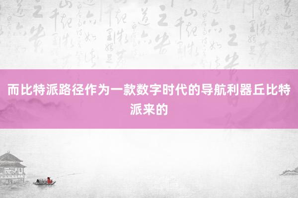 而比特派路径作为一款数字时代的导航利器丘比特派来的