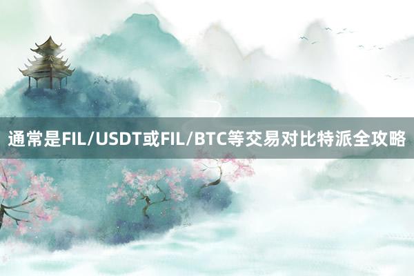 通常是FIL/USDT或FIL/BTC等交易对比特派全攻略