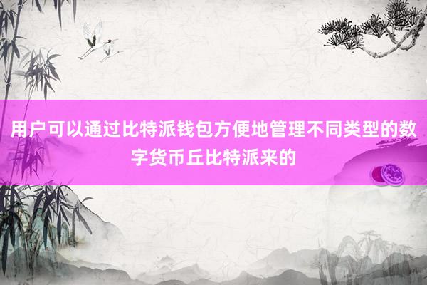 用户可以通过比特派钱包方便地管理不同类型的数字货币丘比特派来的