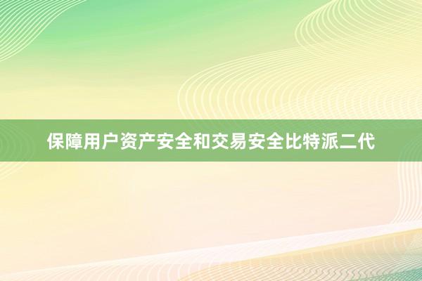 保障用户资产安全和交易安全比特派二代