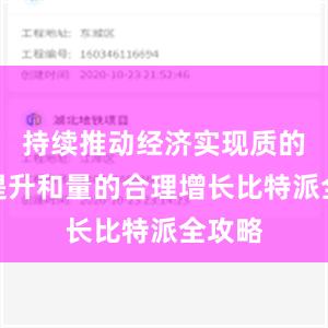 持续推动经济实现质的有效提升和量的合理增长比特派全攻略